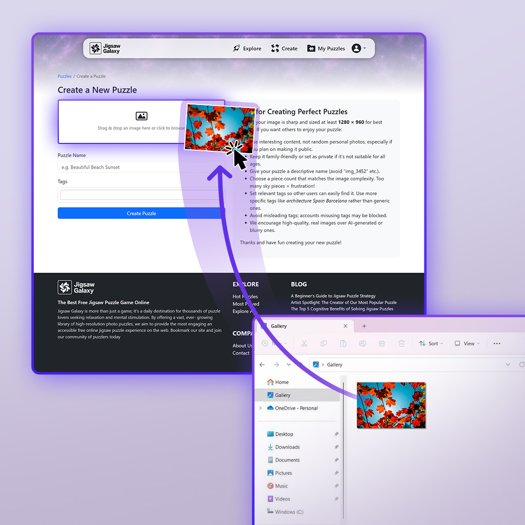 Drag and drop upload interface