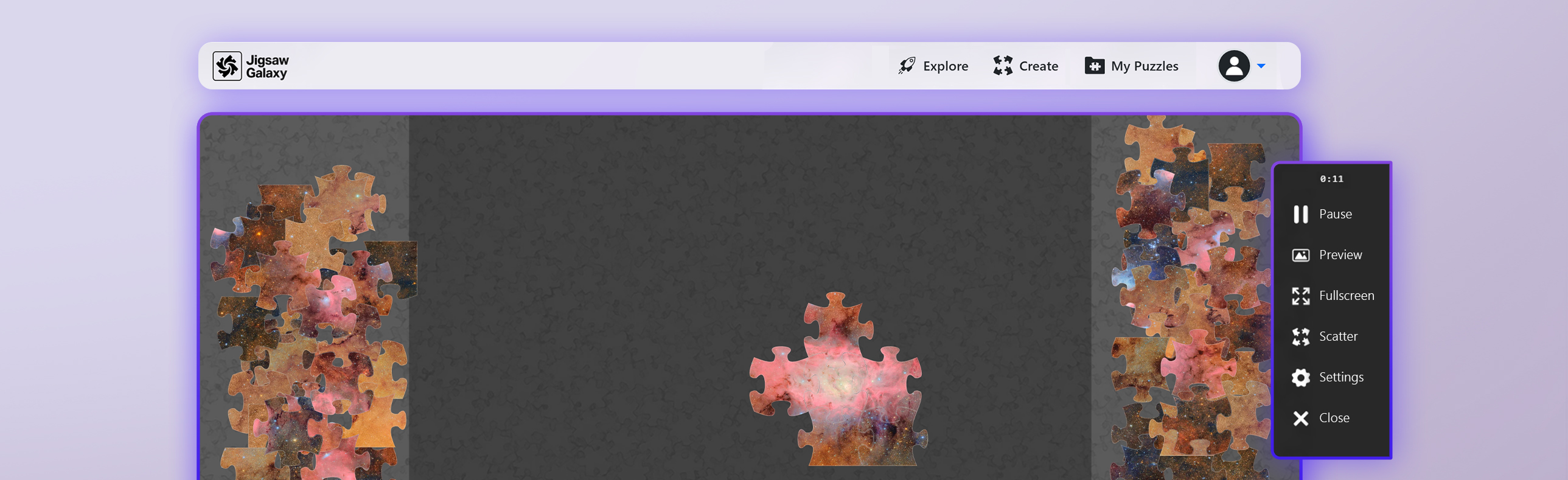 Puzzle game screen interface