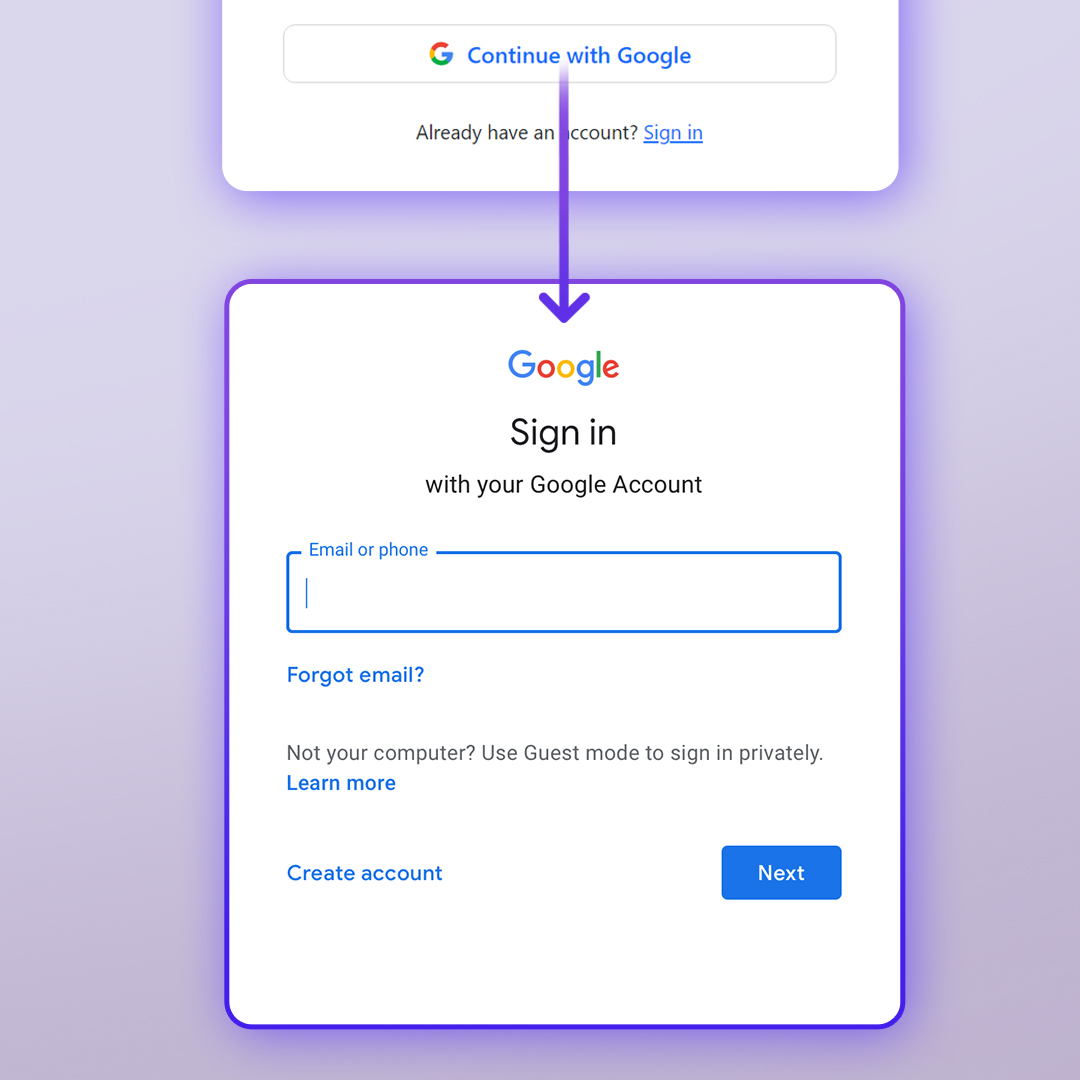 Sign up with Google button